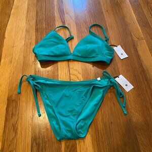 Green String Bikini Low Rise High Leg Cheeky Set Size L NWT (12-14)